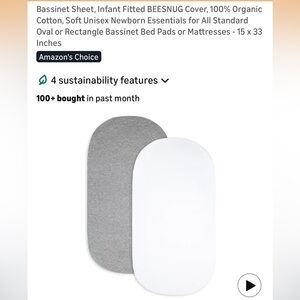 BEESNUG Organic Cotton Bassinet Sheet - Gray